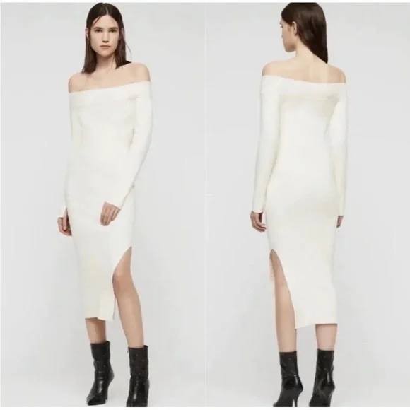 white christmas dresses All Saints All Saints Beaded Crochet Dress Cream main image 0